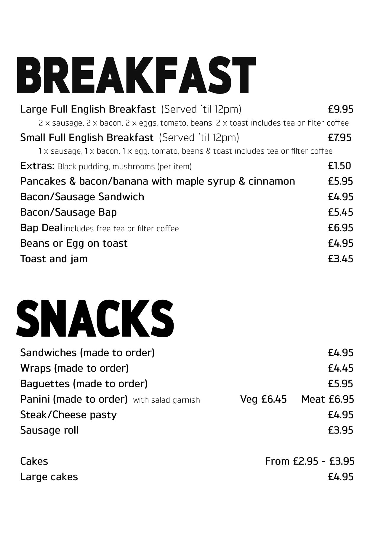 hot and cold drinks at Cafe 53 in Exeter